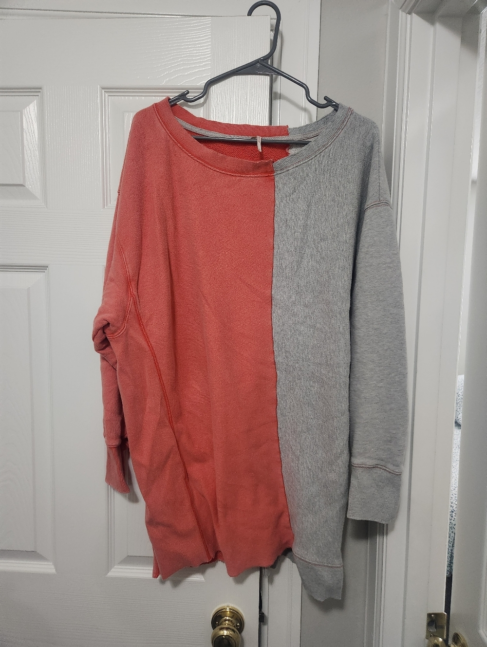 Free People We The Free Split Second Two Toned Sweatshirt Tunic Oversized Medium